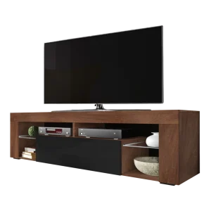 Selsey Meuble Tv – BIANKO – 140 Cm – Noyer Mat / Noir Brillant 7