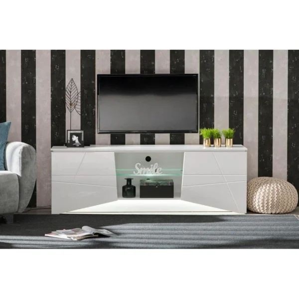 BUT Meuble TV Blanc 168,5cm CADIZ 1