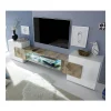 HAPPYMOBILI Meuble TV Moderne Blanc Laqué Brillant Et Couleur Bois ARGOS 2 16