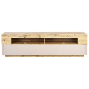 Beliani Meuble TV Bois Clair Et Beige ANTONIO 12