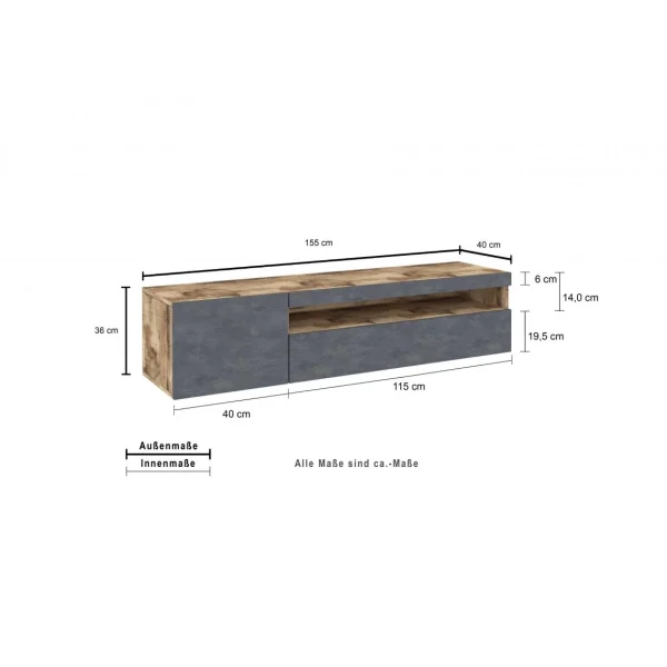 ALTER Meuble TV De Salon, Made In Italy, Meuble TV Avec 2 Portes, Cm 150x40h… 4