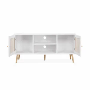 Meuble TV En Cannage 120x39x56.5cm – Blanc L Alice’s Garden 13