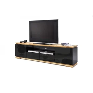 Pegane Meuble TV En Laqué Noir Brillant – L202 X H54 X P40 Cm 13