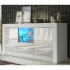 Dusine Meuble TV Haut BIG JIVE 145 Cm Blanc Laqué Avec LEDS 8