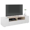 Usinestreet Meuble TV ALICE 4 Portes Et 2 Niches De Rangement L138cm – Blanc / Bo… 7