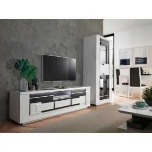 Modern Living Meuble TV L.170 BELLARIVA Laqué Blanc/ Gris Anthracite 15