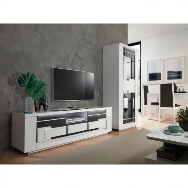 Modern Living Meuble TV L.170 BELLARIVA Laqué Blanc/ Gris Anthracite 6