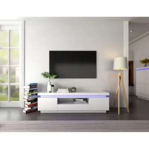 BUT Meuble TV LED LUCIE Blanc 9