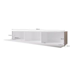 Furnix Meuble Tv / Meuble Suspendu ZIBO 160 Cm Vieux Bois / Blanc Style Moder… 9