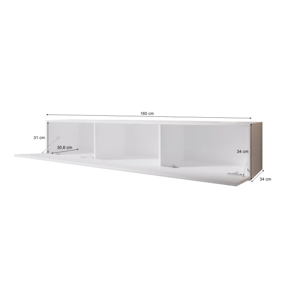 Furnix Meuble Tv / Meuble Suspendu ZIBO 160 Cm Vieux Bois / Blanc Style Moder… 4