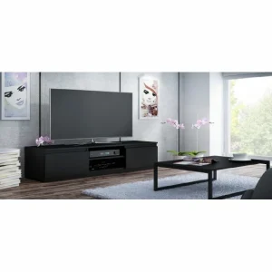 Hucoco Meuble TV Moderne Pour Salon 140 Cm – Noir 8