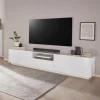 Ahd Amazing Home Design Meuble TV Mural De Salon Moderne 220x43cm Blanc Brillant Fergus 11