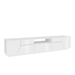 Ahd Amazing Home Design Meuble TV Mural De Salon Moderne 220x43cm Blanc Brillant Fergus 11