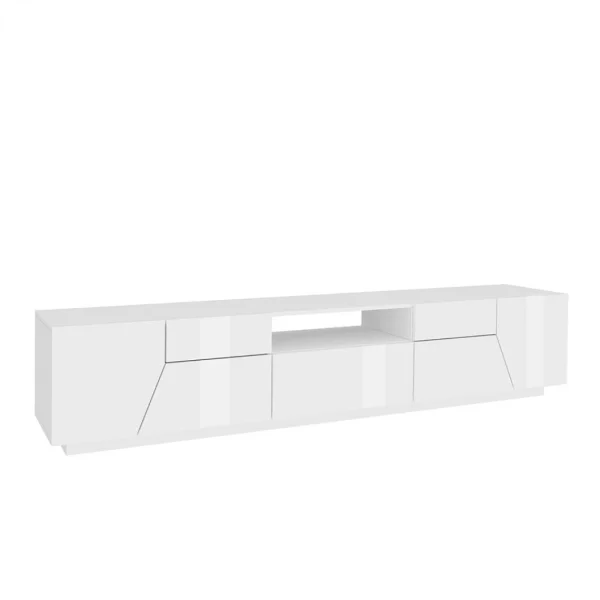 Ahd Amazing Home Design Meuble TV Mural De Salon Moderne 220x43cm Blanc Brillant Fergus 4