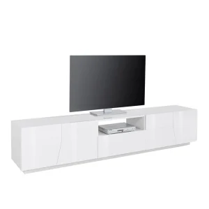 Ahd Amazing Home Design Meuble TV Mural De Salon Moderne 220x43cm Blanc Brillant Fergus 13