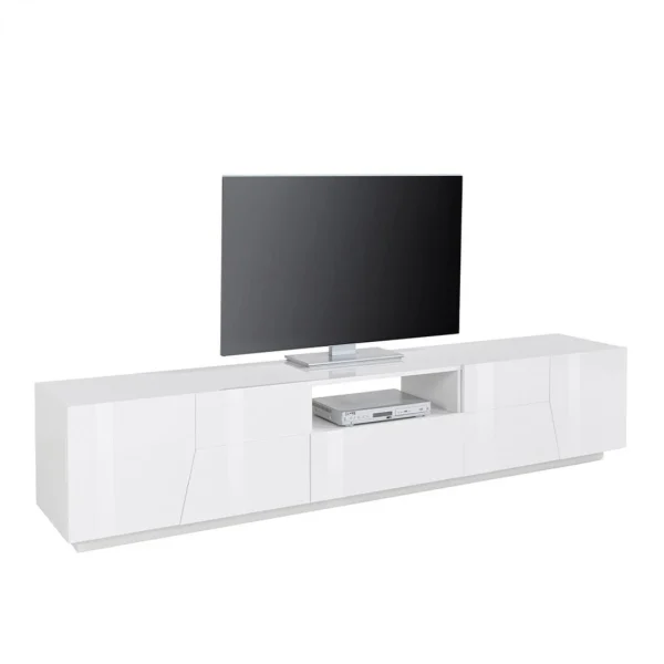 Ahd Amazing Home Design Meuble TV Mural De Salon Moderne 220x43cm Blanc Brillant Fergus 5