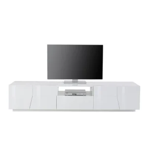 Ahd Amazing Home Design Meuble TV Mural De Salon Moderne 220x43cm Blanc Brillant Fergus 15