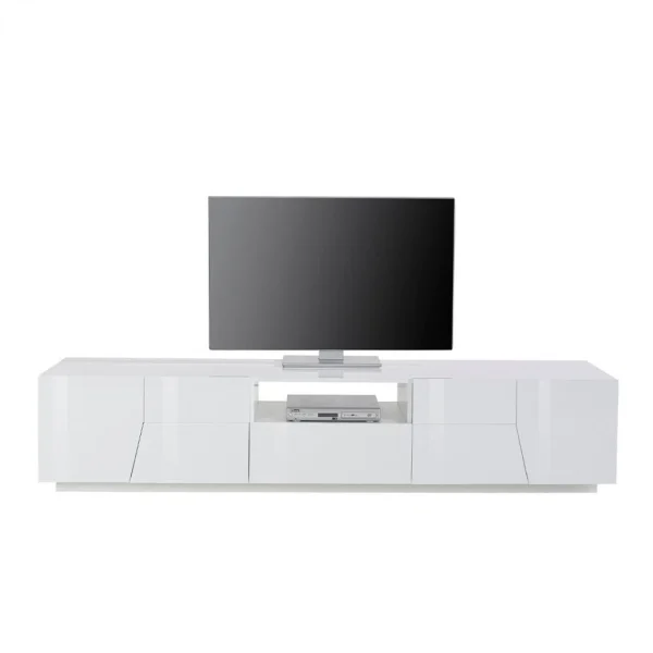 Ahd Amazing Home Design Meuble TV Mural De Salon Moderne 220x43cm Blanc Brillant Fergus 6