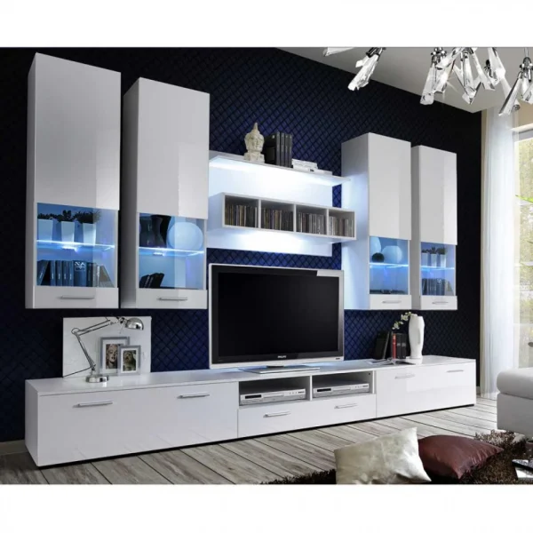 Ac-Deco Meuble TV Mural Design Dorade 300cm Blanc 1