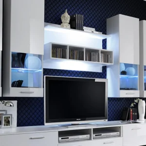 Ac-Deco Meuble TV Mural Design Dorade 300cm Blanc 13