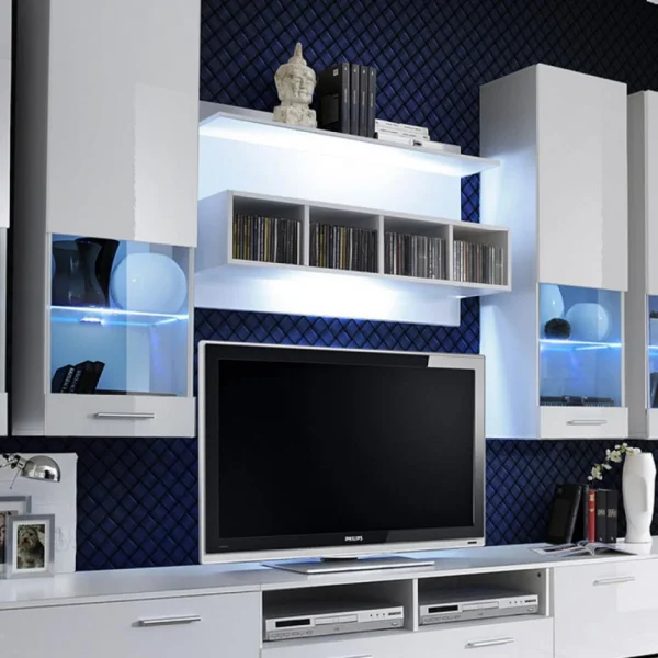 Ac-Deco Meuble TV Mural Design Dorade 300cm Blanc 5