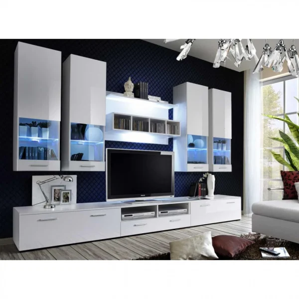 Ac-Deco Meuble TV Mural Design Dorade 300cm Blanc 6