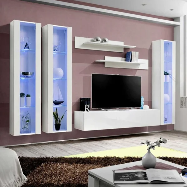 Ac-Deco Meuble TV Mural Design Fly II 310cm Blanc 1