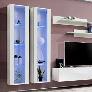 Ac-Deco Meuble TV Mural Design Fly II 310cm Blanc 8