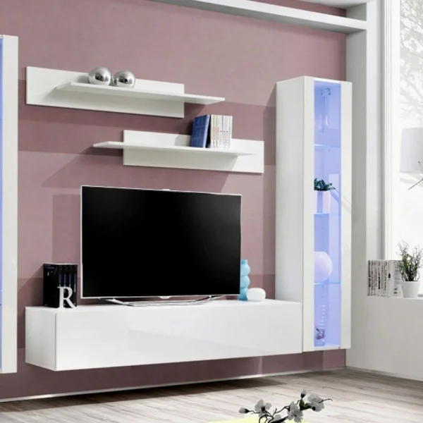 Ac-Deco Meuble TV Mural Design Fly II 310cm Blanc 4