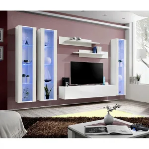 Ac-Deco Meuble TV Mural Design Fly II 310cm Blanc 12