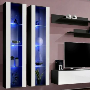 Ac-Deco Meuble TV Mural Design Fly II 310cm Blanc & Noir 8