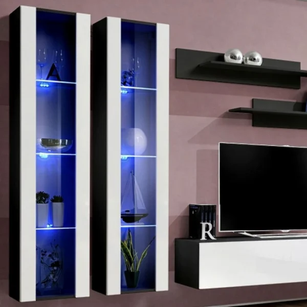 Ac-Deco Meuble TV Mural Design Fly II 310cm Blanc & Noir 3