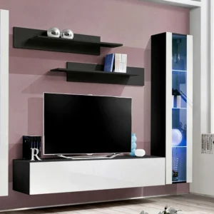 Ac-Deco Meuble TV Mural Design Fly II 310cm Blanc & Noir 10