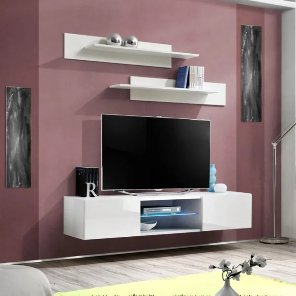 Ac-Deco Meuble TV Mural Design Fly III 160cm Blanc 1