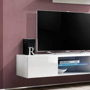 Ac-Deco Meuble TV Mural Design Fly III 160cm Blanc 7