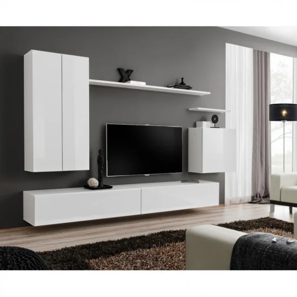 Ac-Deco Meuble TV Mural Design Switch II 270cm Blanc 1