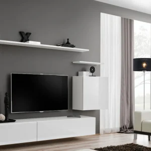 Ac-Deco Meuble TV Mural Design Switch II 270cm Blanc 10