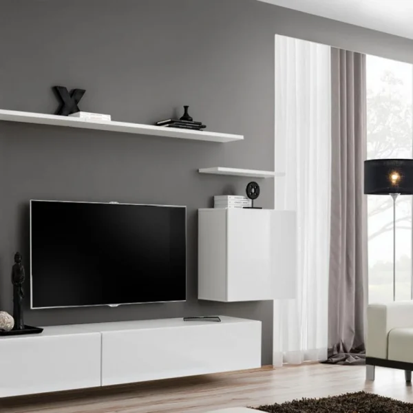 Ac-Deco Meuble TV Mural Design Switch II 270cm Blanc 4