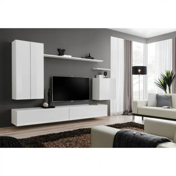 Ac-Deco Meuble TV Mural Design Switch II 270cm Blanc 5