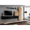 Ac-Deco Meuble TV Mural Design Switch IX 310cm Noir & Naturel 17