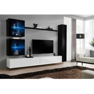 Ac-Deco Meuble TV Mural Design Switch XVIII 280cm Blanc & Noir 6