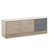 VS VENTA-STOCK Meuble TV Panama 2 Tiroirs, 2 Portes, 136 Cm Couleur Bois Et Gris 8