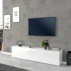 Ahd Amazing Home Design Meuble TV Salon 180cm 1 Porte 2 Compartiments Blanc Brillant Joy Low 14