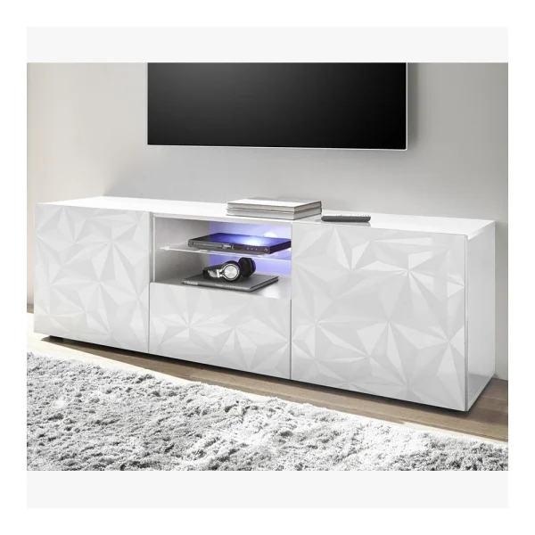 HAPPYMOBILI Meuble TV 180 Cm Design Blanc Laqué ANTONIO 1