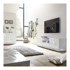 HAPPYMOBILI Meuble TV 180 Cm Design Blanc Laqué ANTONIO 11