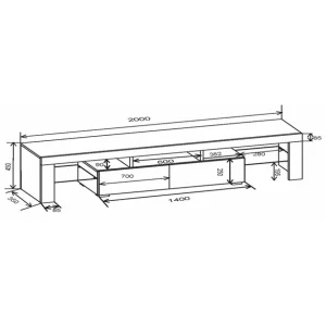 Dusine Meuble TV SPIDER BIG à LED En Blanc MAT Avec Portes Noir Laqué 200 C… 6