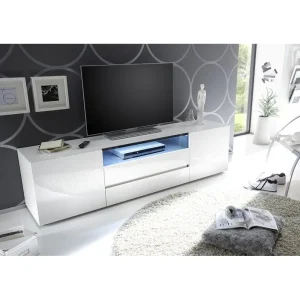 Inside 75 Meuble TV Design VERONA 185 Cm Laqué Blanc Brillant 2 Portes 2 Tiroir… 10