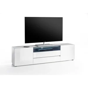 Inside 75 Meuble TV Design VERONA 185 Cm Laqué Blanc Brillant 2 Portes 2 Tiroir… 12