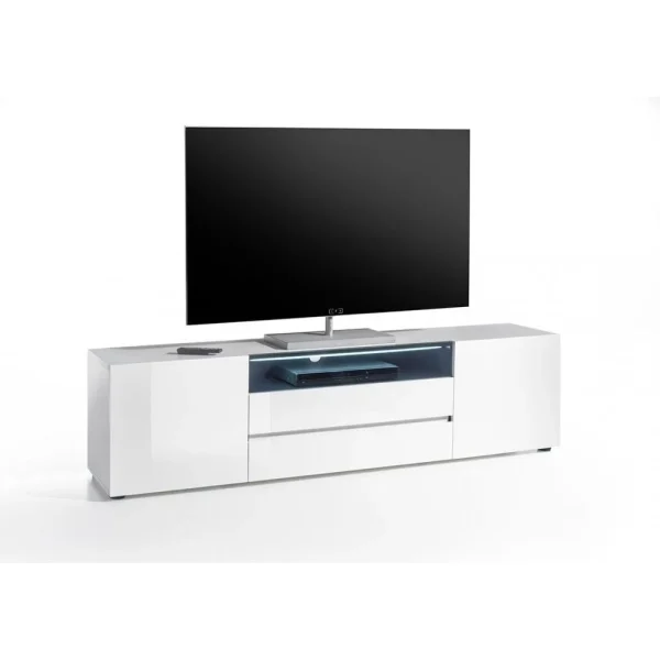 Inside 75 Meuble TV Design VERONA 185 Cm Laqué Blanc Brillant 2 Portes 2 Tiroir… 5