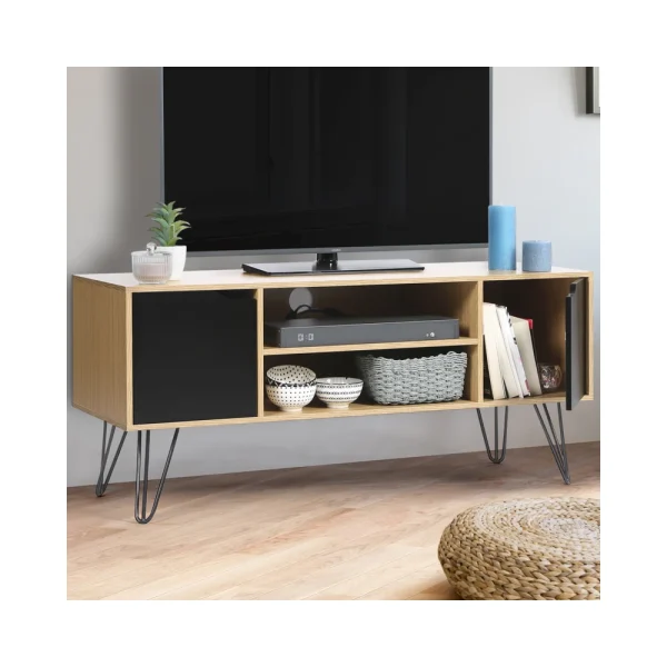 Idmarket Meuble TV Vintage NOEMI Bois Pied épingle 1